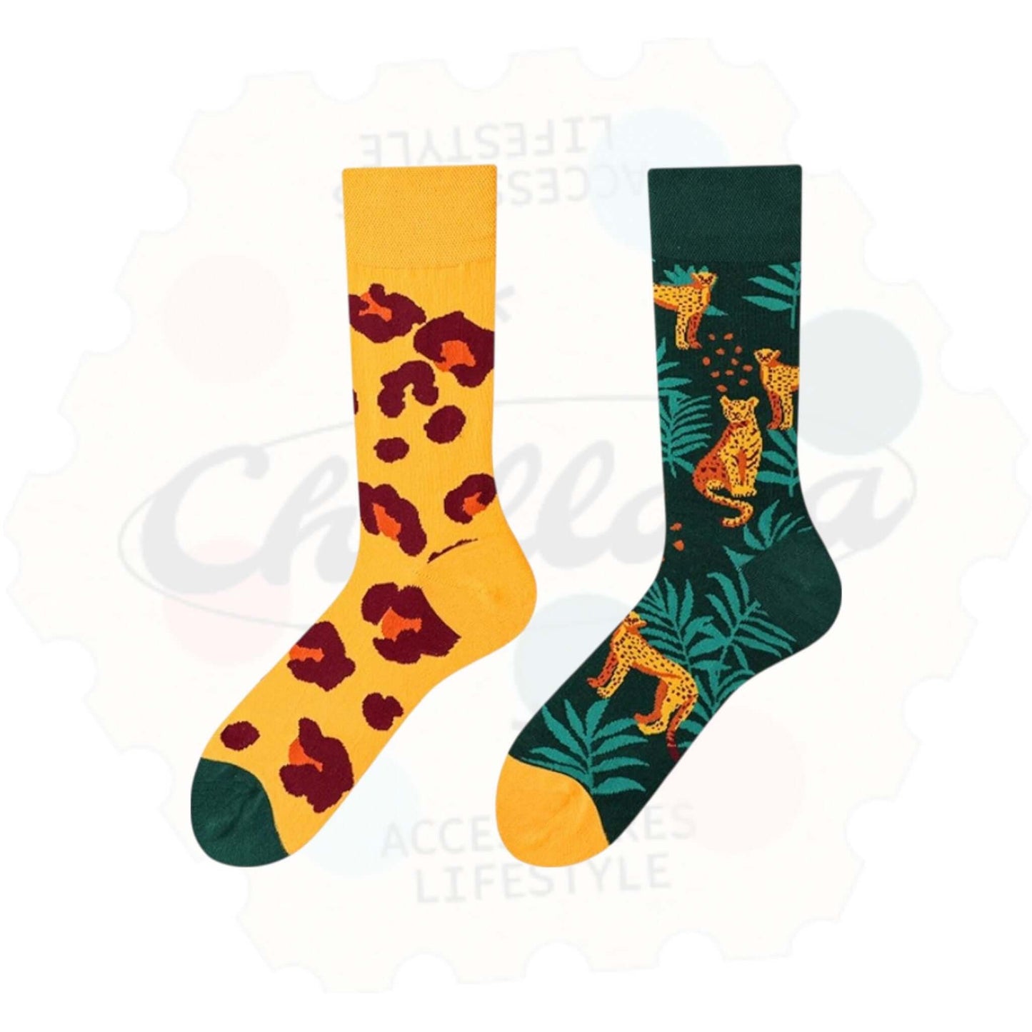 Chaussettes Fantaisie Dépareillées Léopard Sauvage - Chollala
