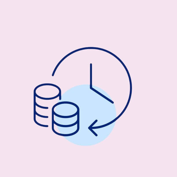 Illustration d'une horloge avec pieces de monnaie symbolisant le temps necessaire pour obtenir un remboursement apres un retour produit